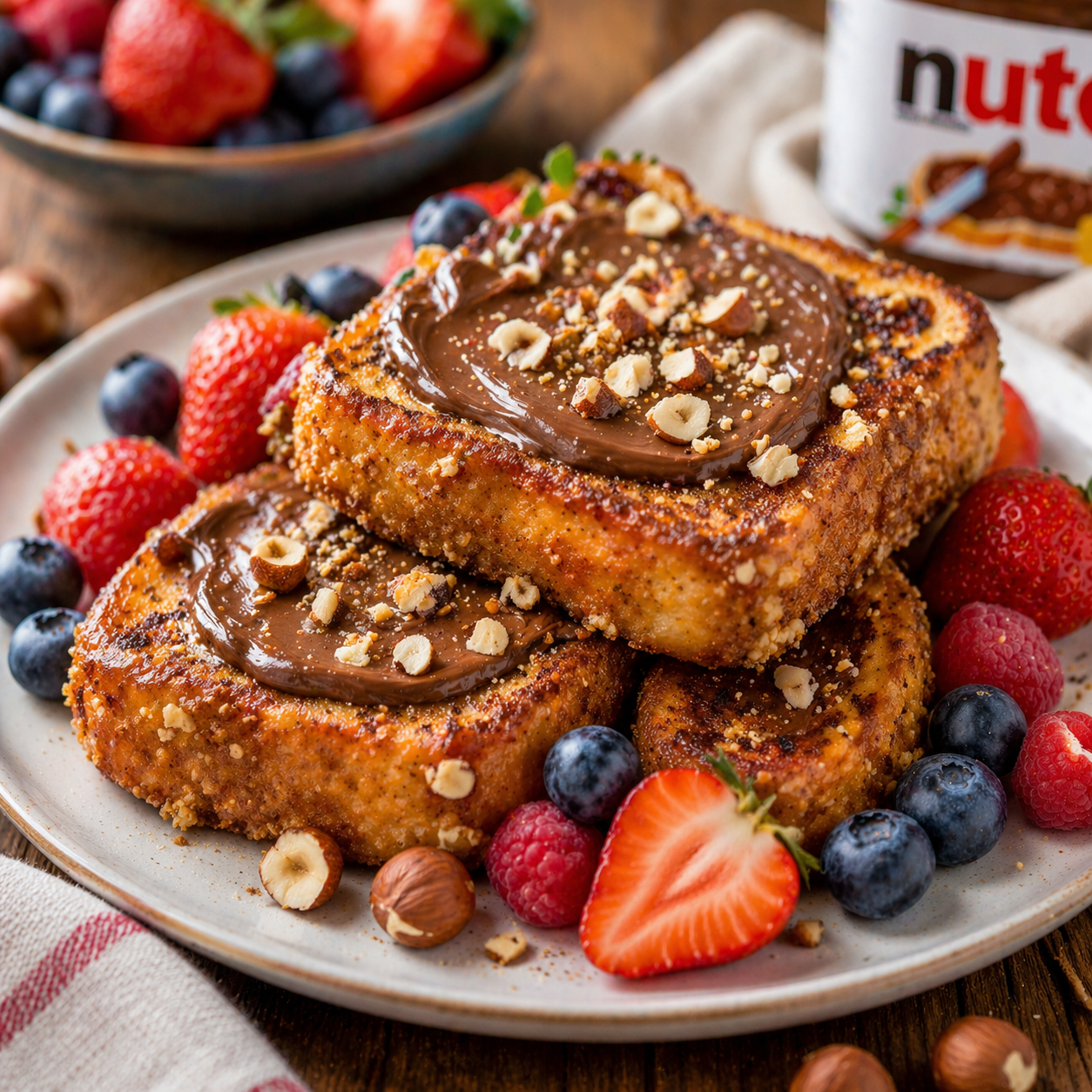 Pain doré nutella et noisettes