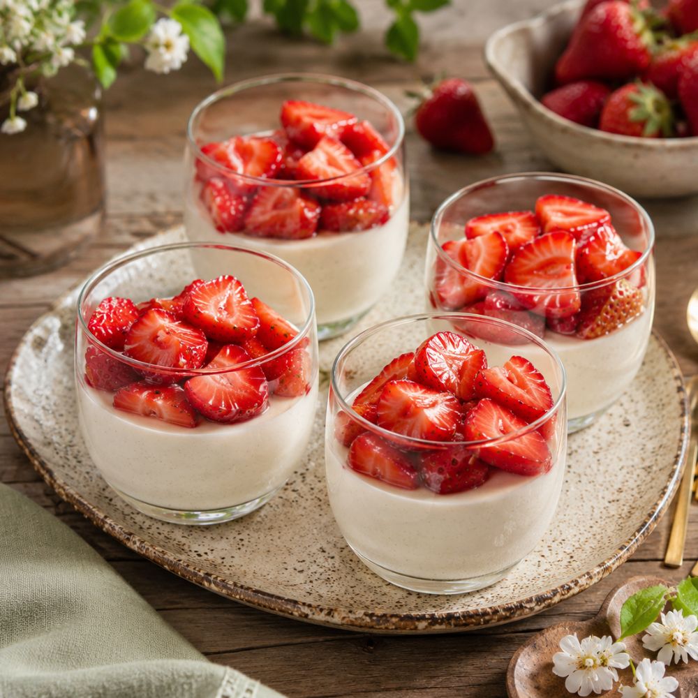 Panna cotta végétalienne aux fraises