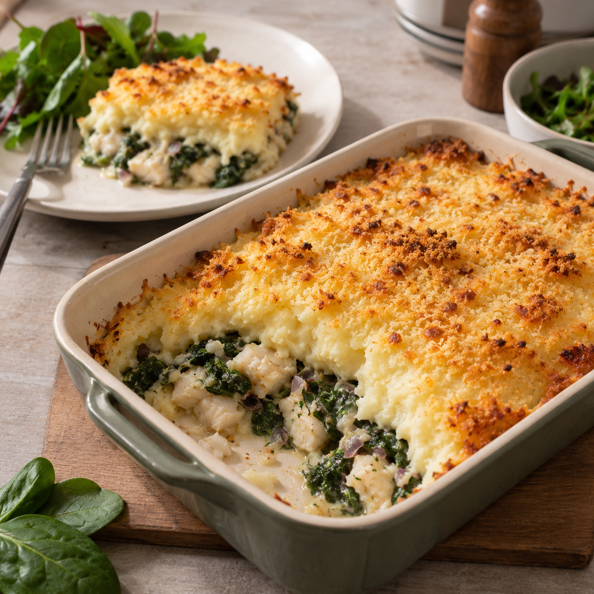 Parmentier de Poisson et Épinards