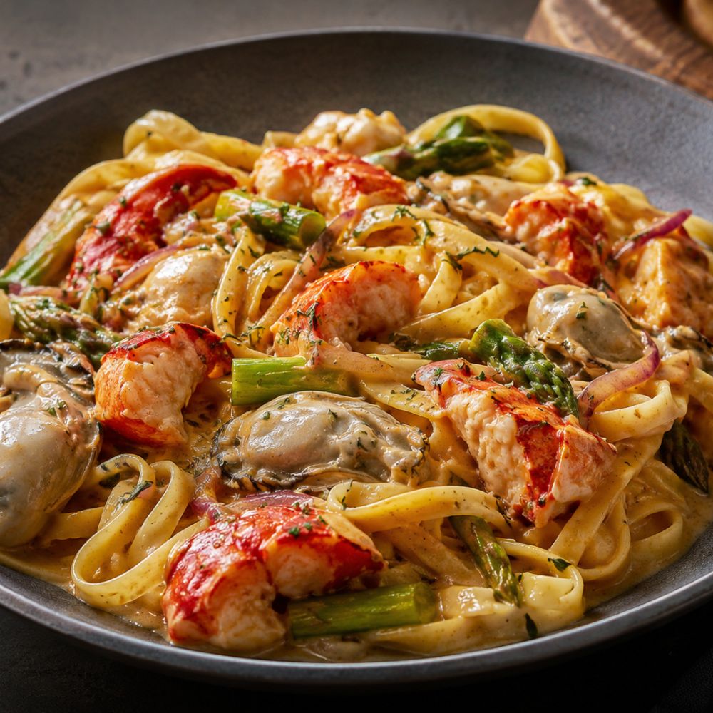 Pâtes au homard et aux huîtres
