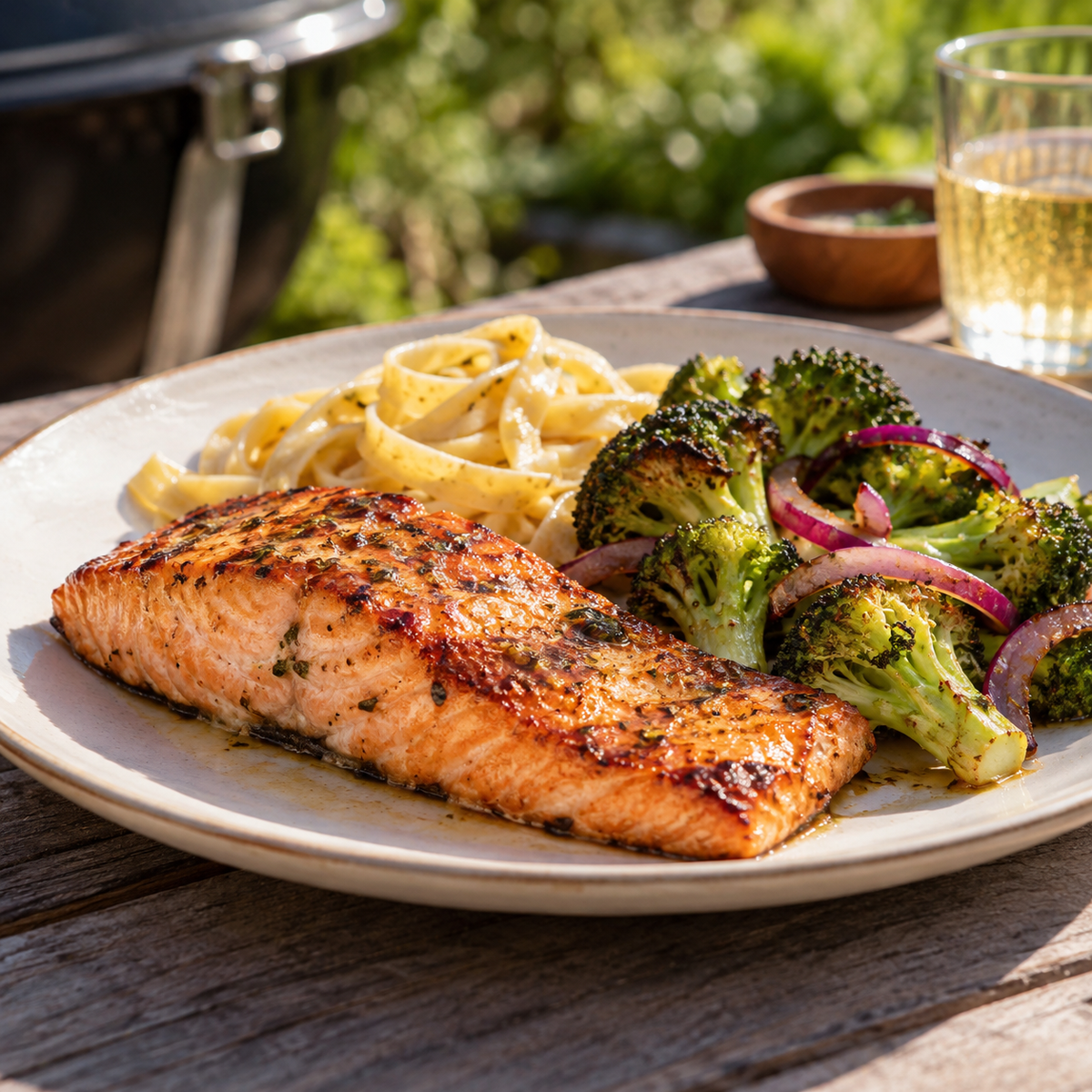 Pavé de saumon et sommités de brocoli