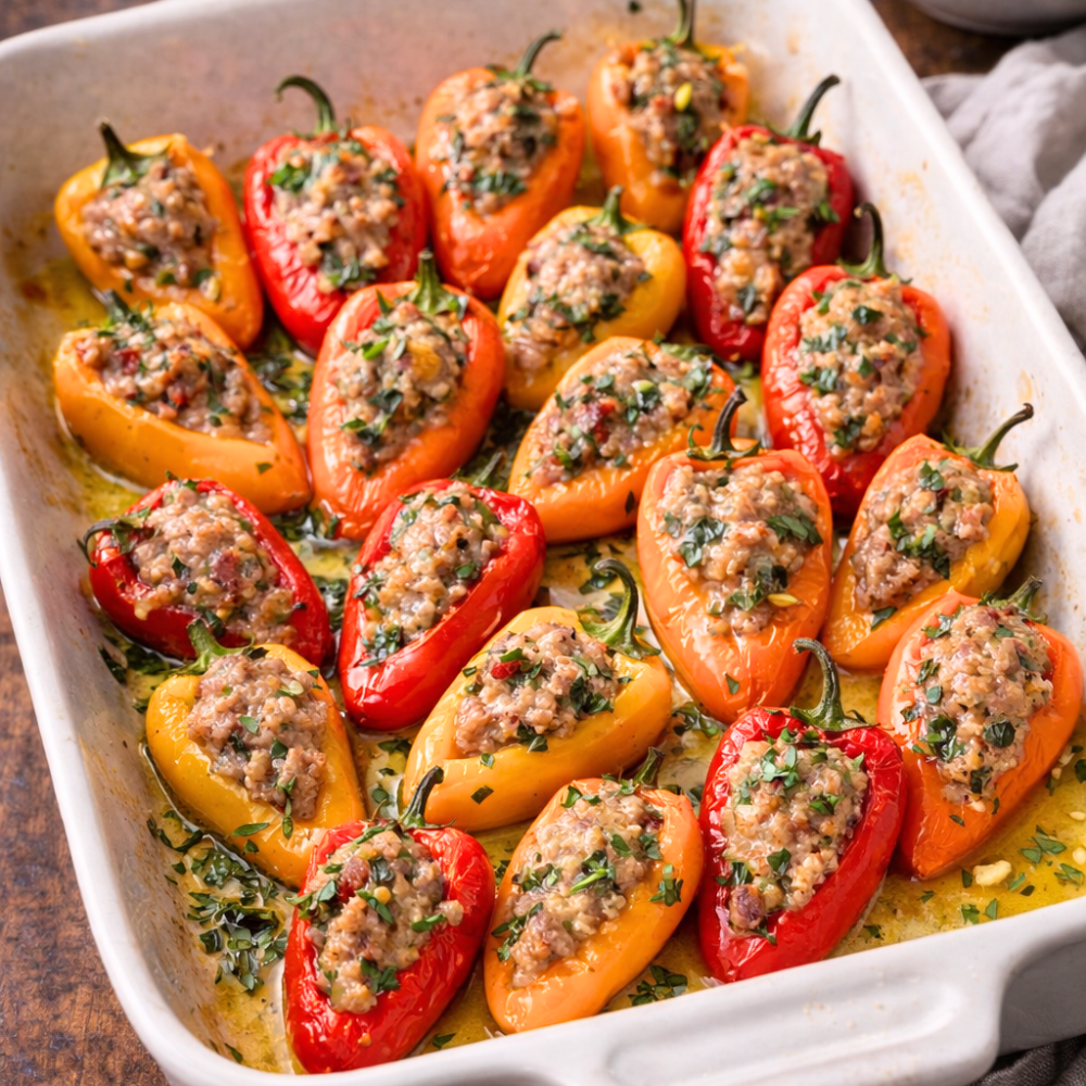 Petits poivrons farcis aux herbes fraîches
