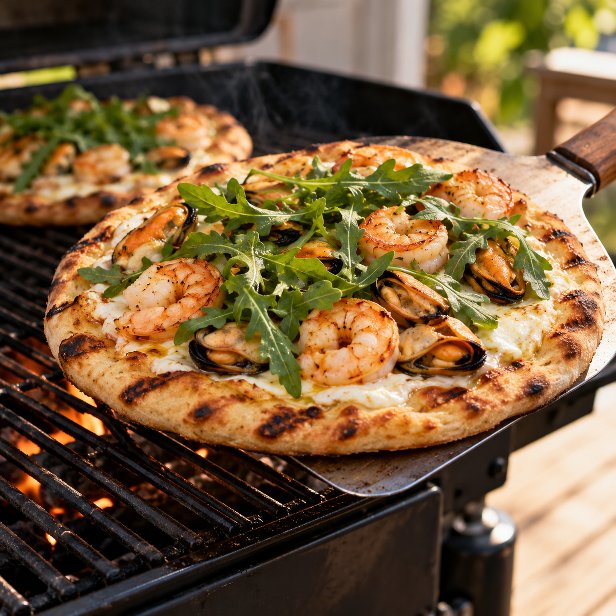Pizza au fruit de mer au BBQ