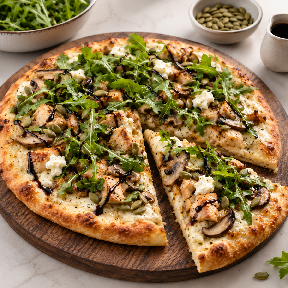 Pizza blanche au poulet
