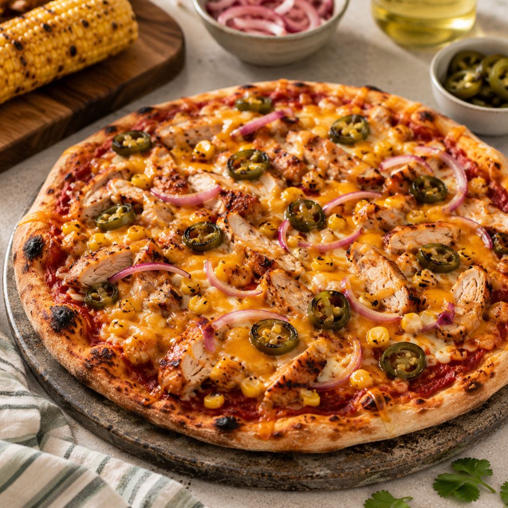 Pizza poulet maïs