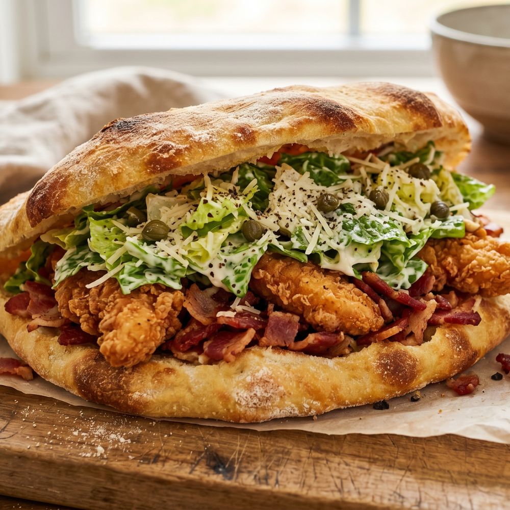 Pizza sandwich César au poulet