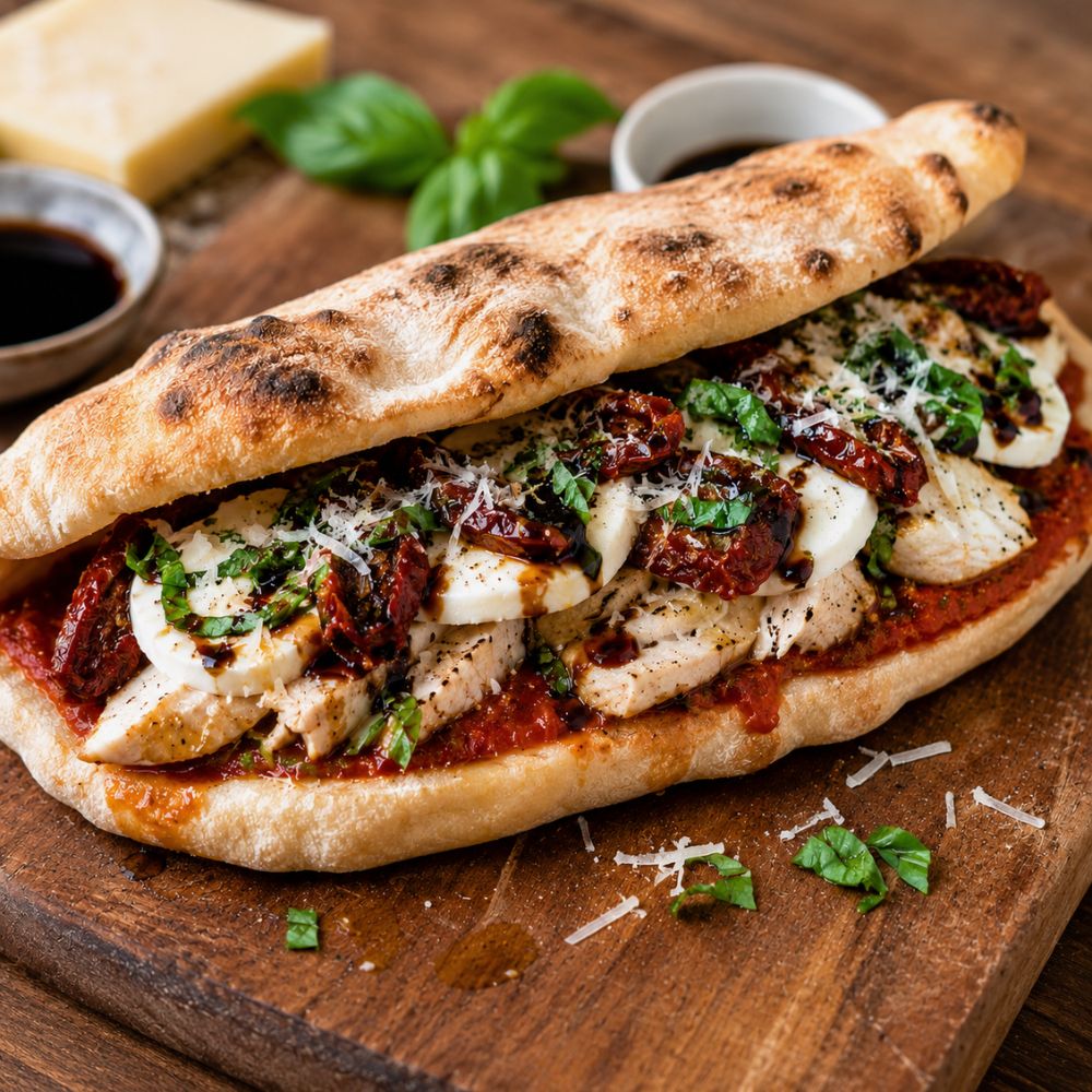 Pizza sandwich aux tendres de poulet