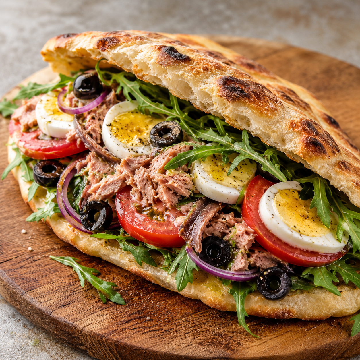 Pizza sandwich façon pan bagnat