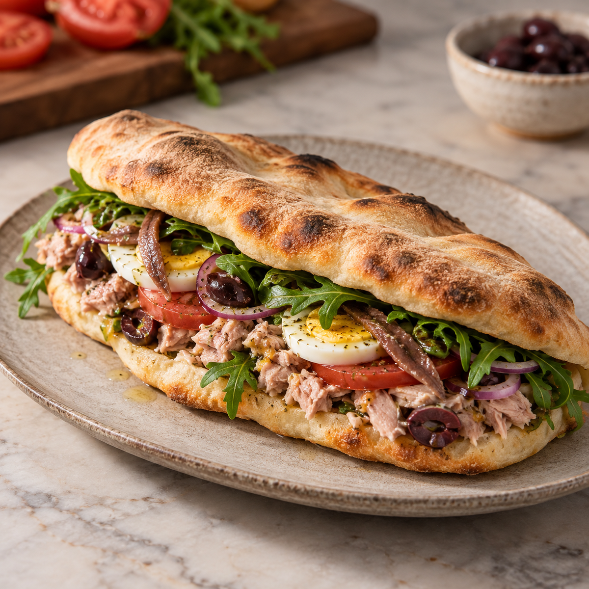 Pizza sandwich façon pan bagnat