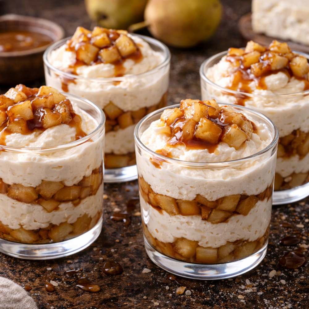 Poires Caramélisées et Mousse de fromage L’Origine de Charlevoix