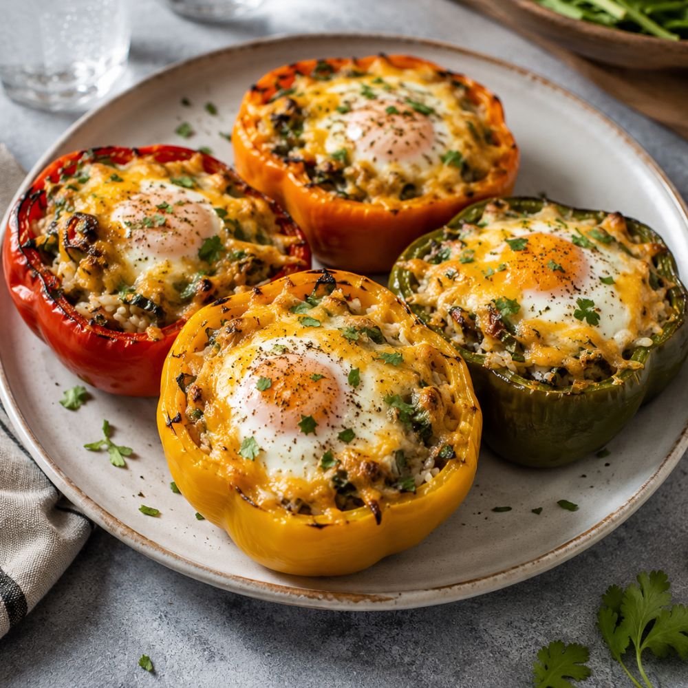 Poivrons grillés aux œufs