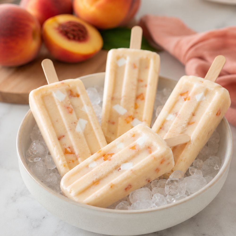 Popsicles crémeux à la pêche