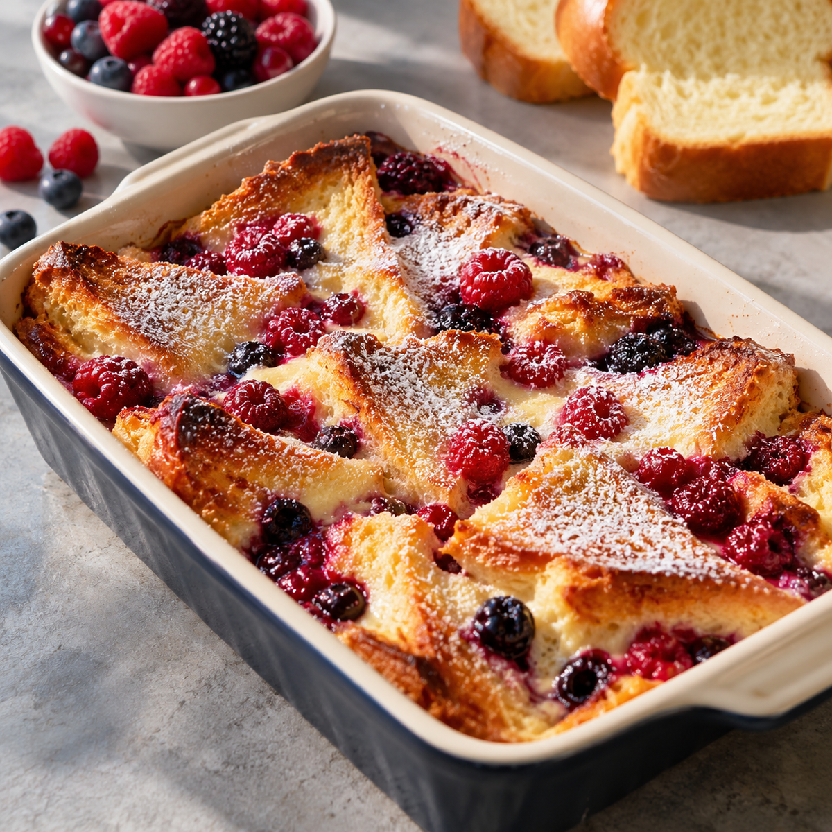 Pudding à la Brioche et aux Fruits Rouges