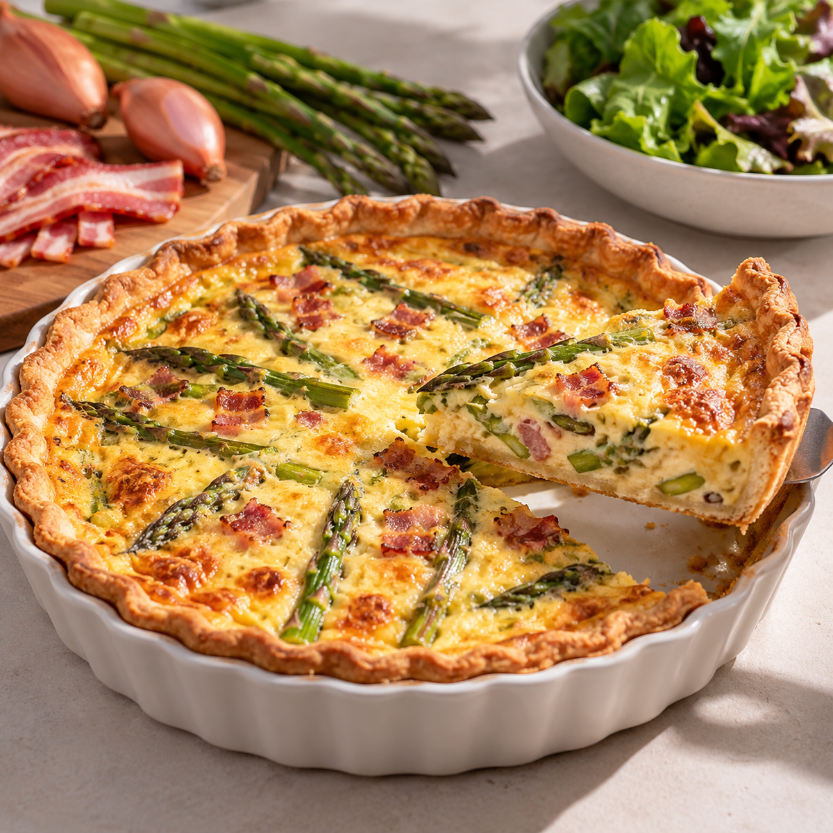 Quiche aux asperges et bacon