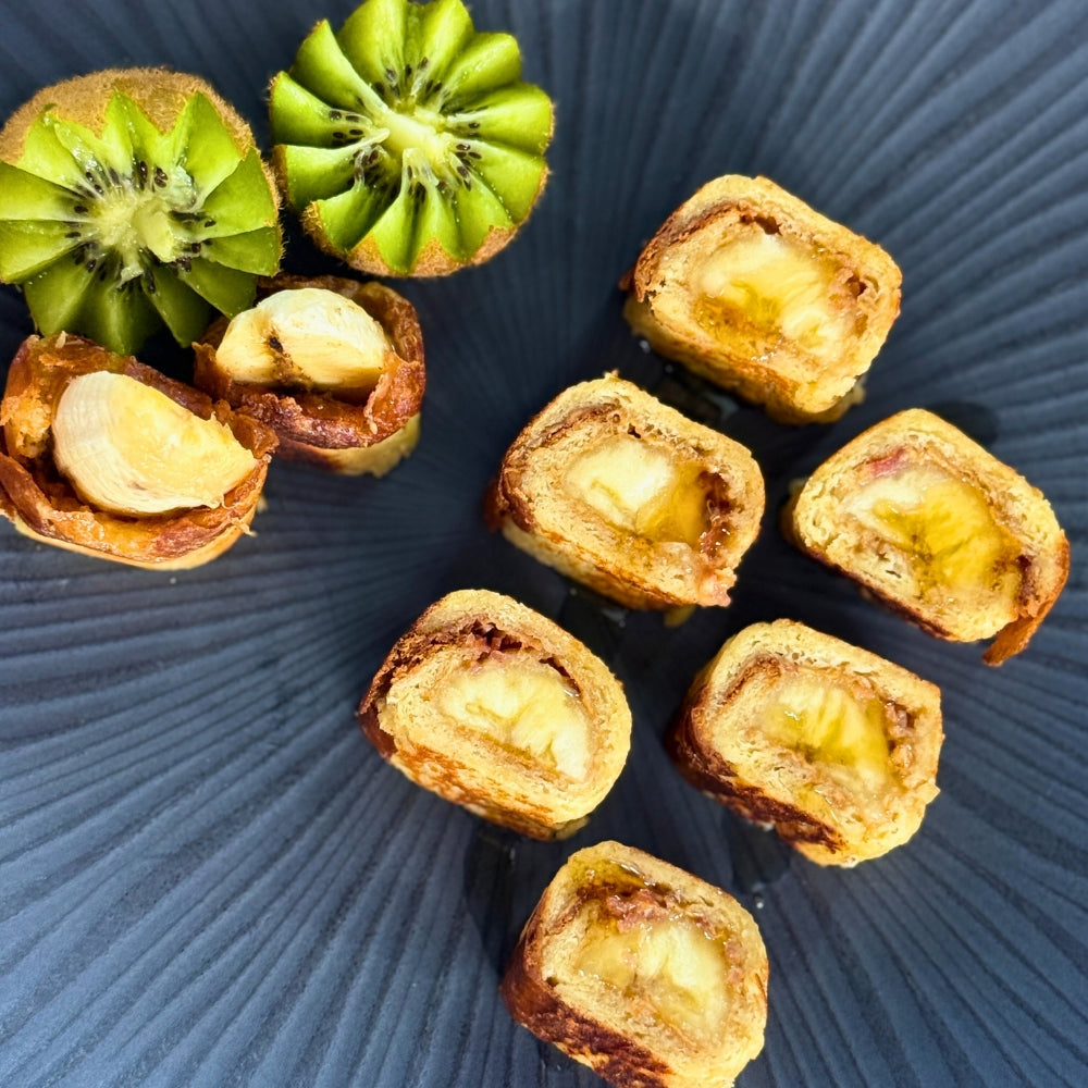 Rouleau croustillant banane-beurre d’arachide et bacon