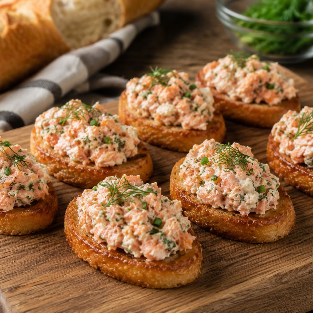 Rillette de saumon express et croûton au miel