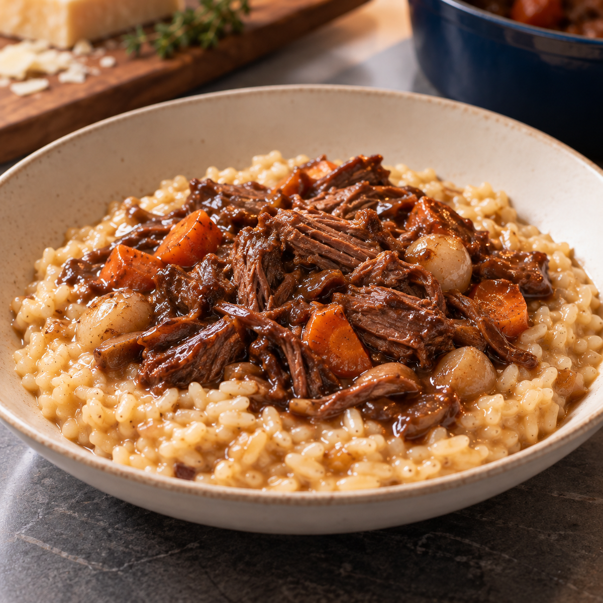 Risotto au bœuf bourguignon