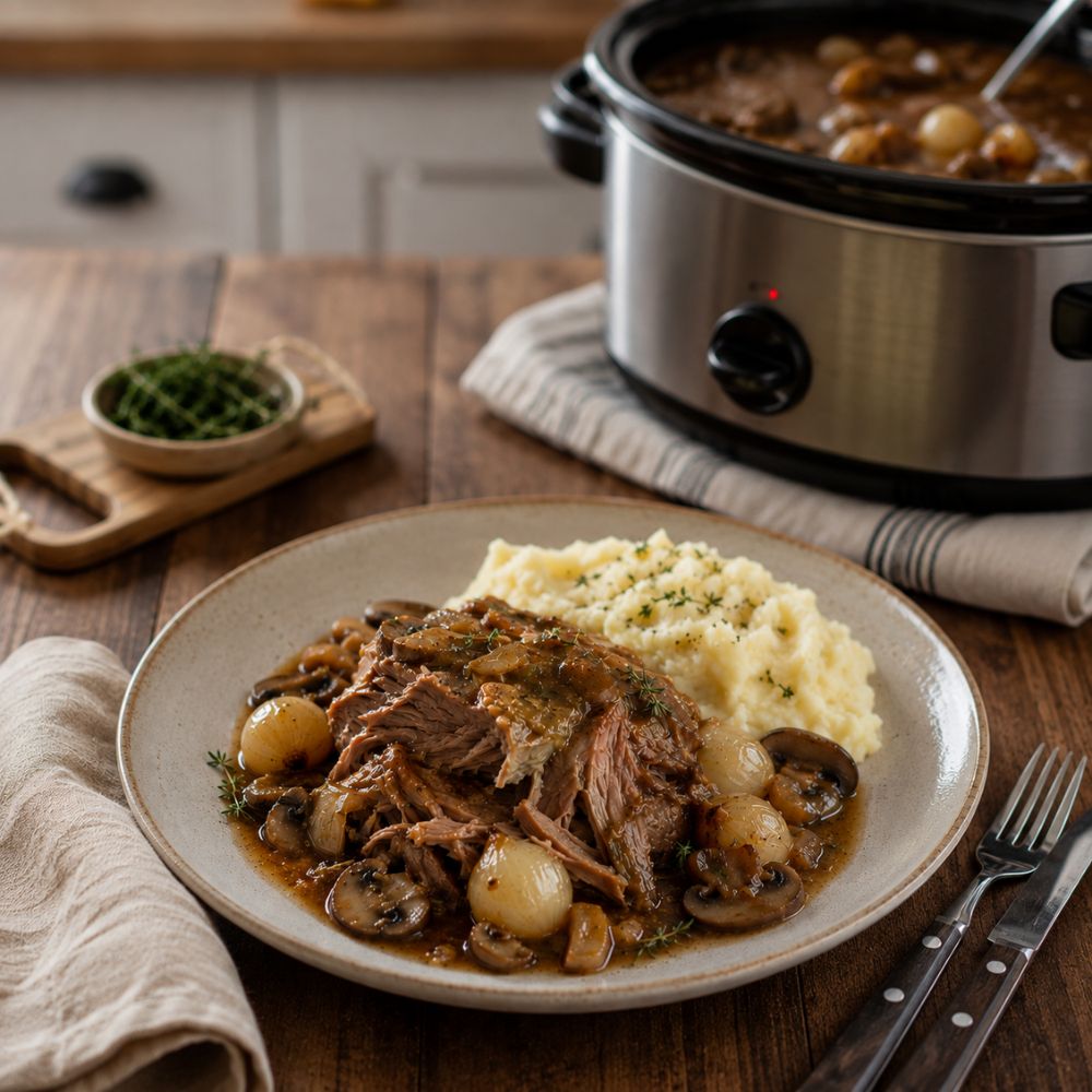 Rôti de palette de porc du québec aux oignons compotés et miel
