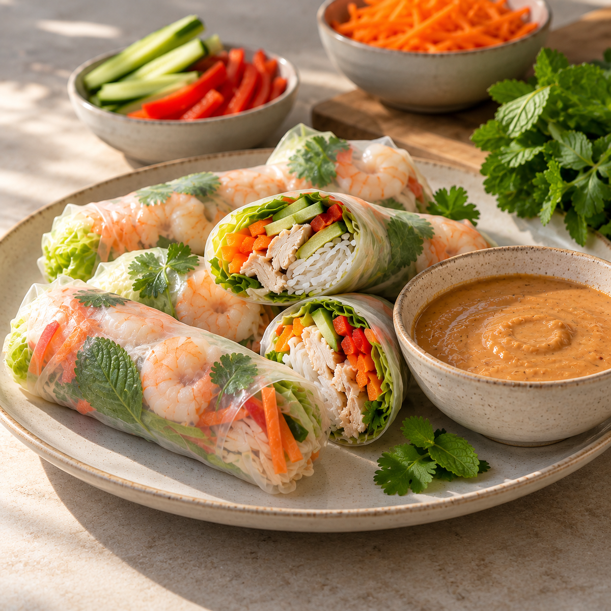 Rouleaux de printemps au poulet et aux crevettes