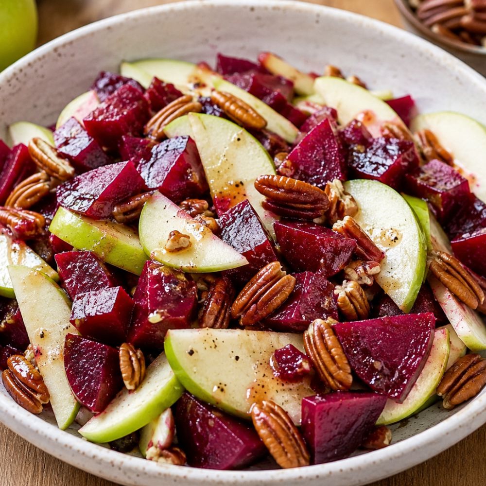 Salade de betteraves, pommes vertes et pacanes