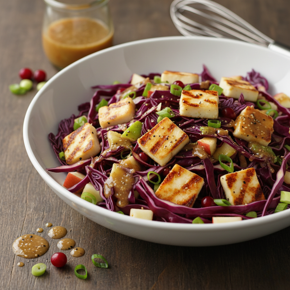 Salade de choux rouge et pomme, vinaigrette à l’érable