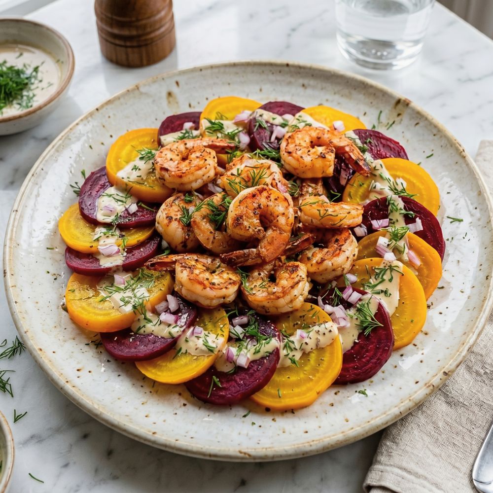 Salade de crevettes et betteraves