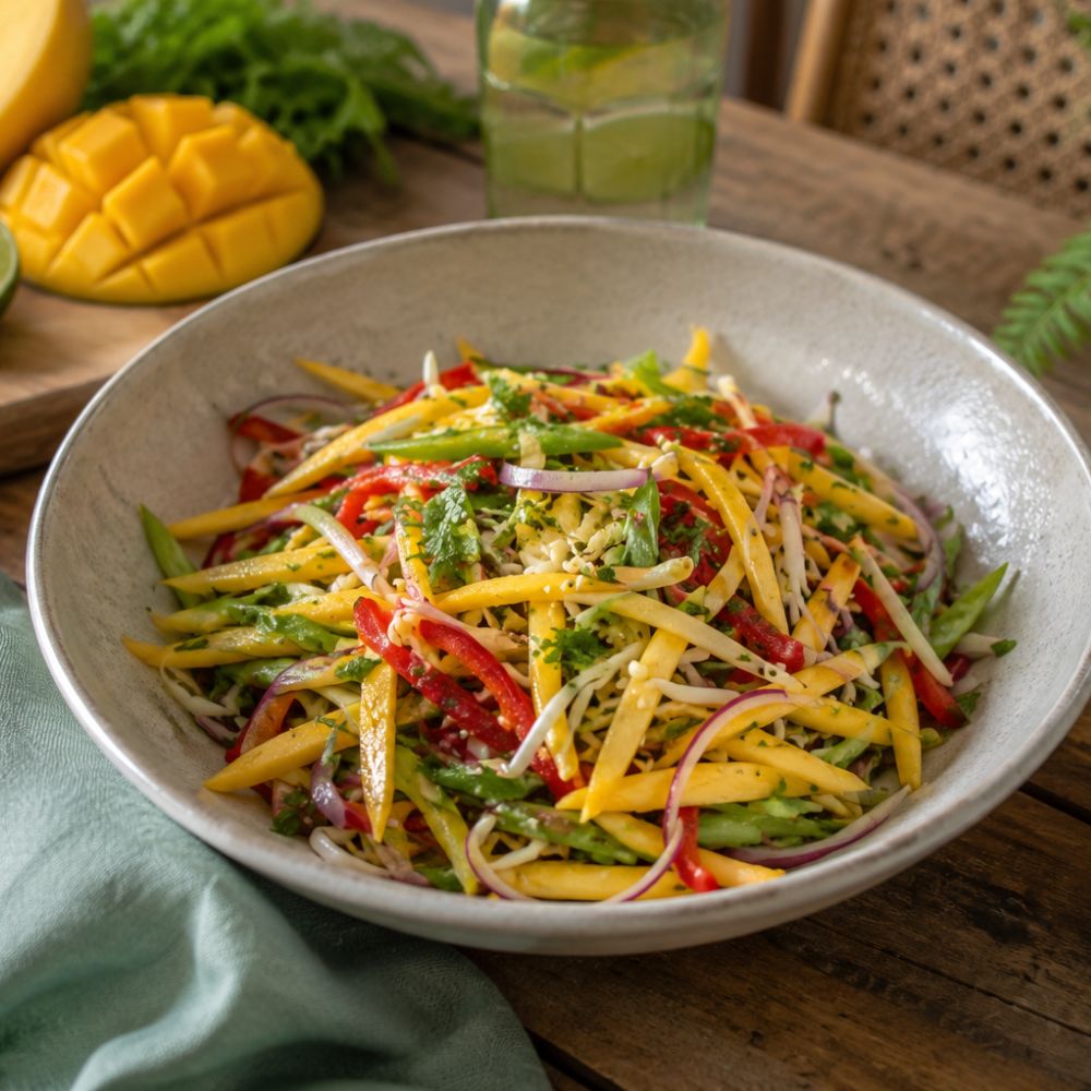 Salade de mangue et oignon rouge