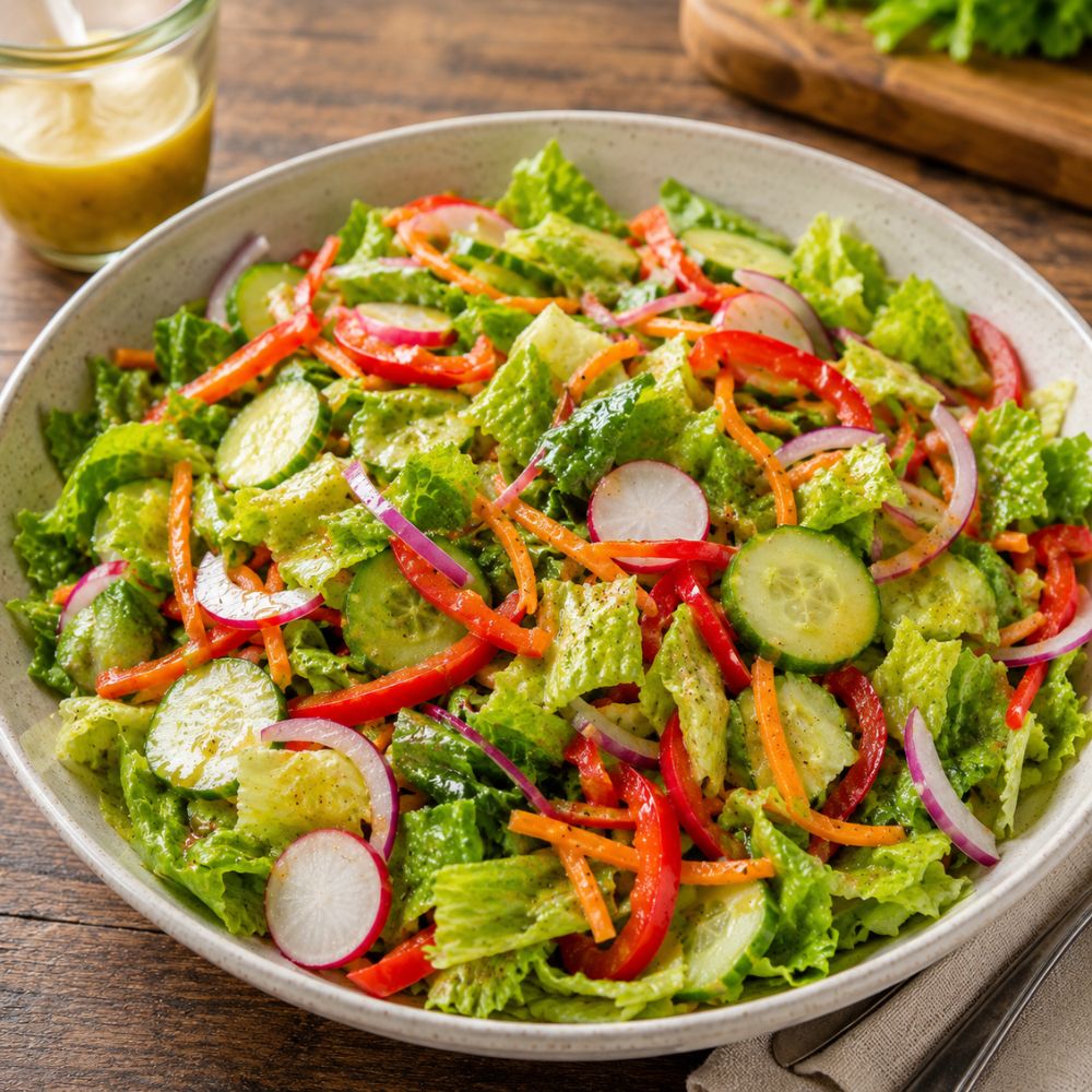 Salade verte croquante à la vinaigrette moutarde et miel