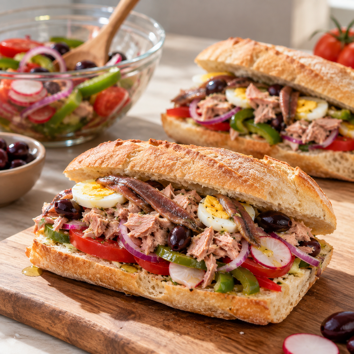 Sandwich à la niçoise (inspiration pan bagnat)