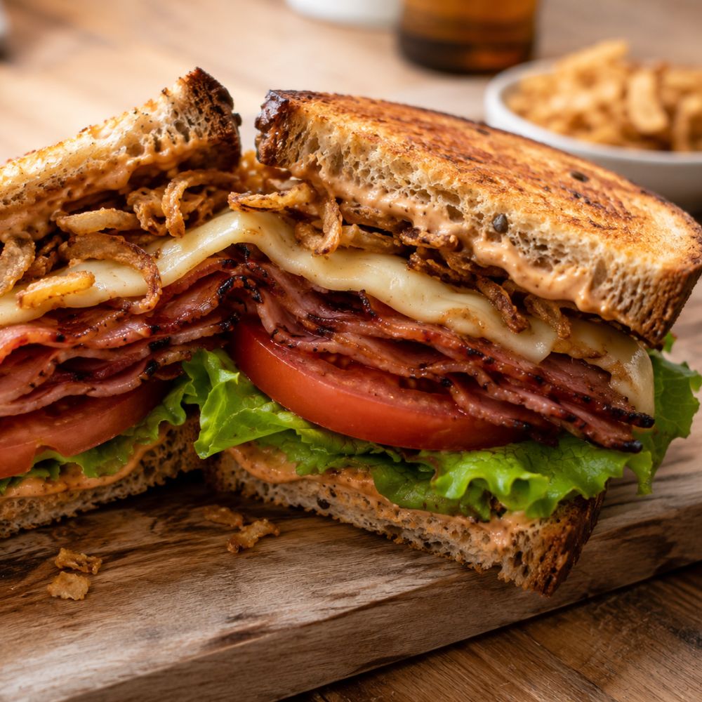Sandwich blt au jambon caramélisé