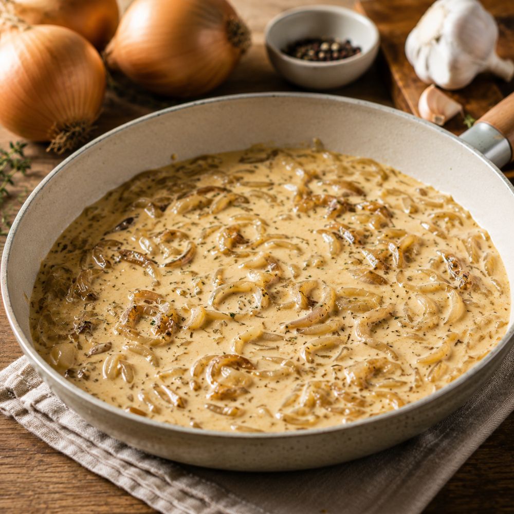 Sauce crémeuse aux oignons caramélisés