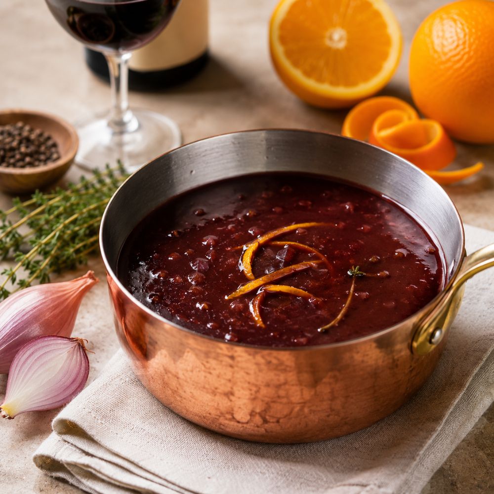 Sauce vin rouge et orange pour magret