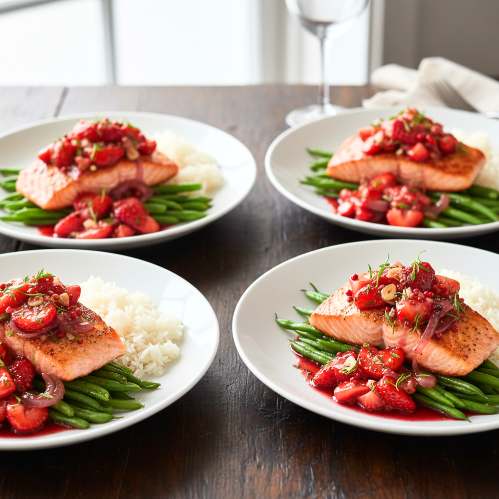 Saumon fraises et poivre rose