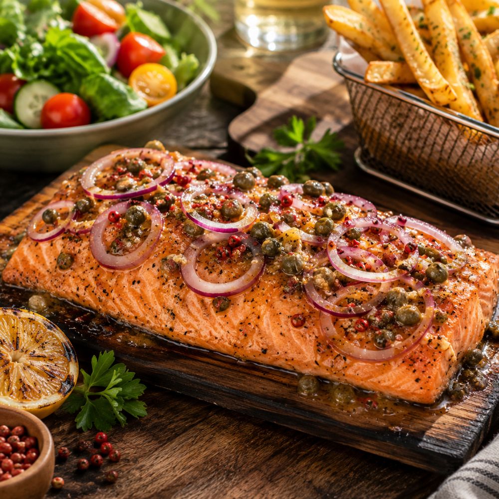 Saumon grillé au bbq et poivre rose
