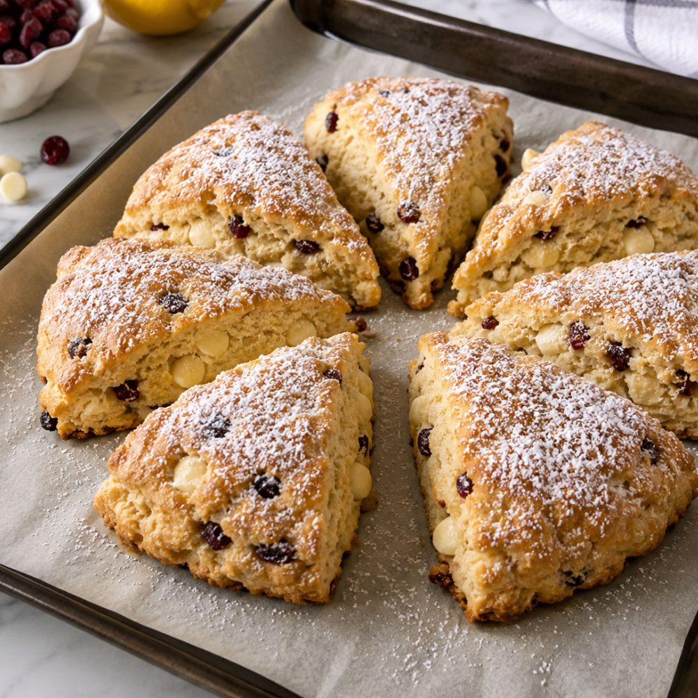 Scones canneberges et chocolat blanc