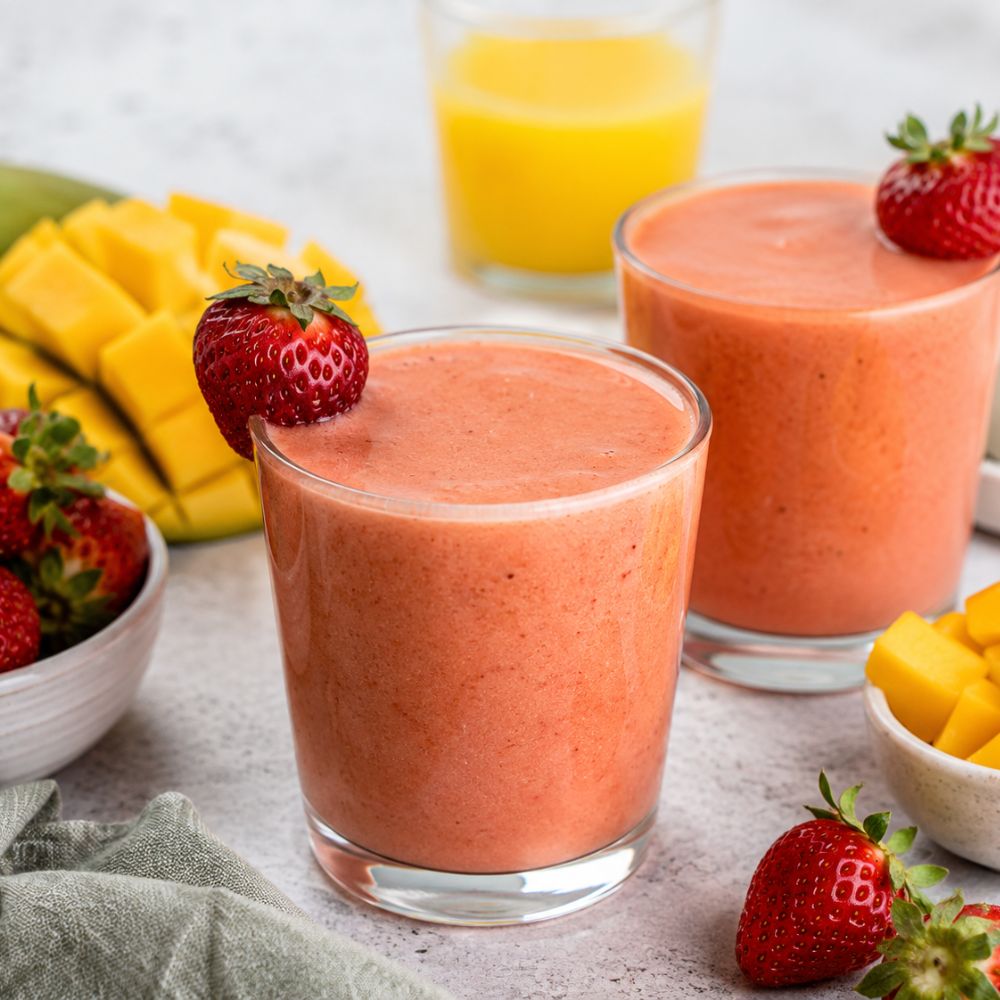 Smoothie fraises du québec et tofu