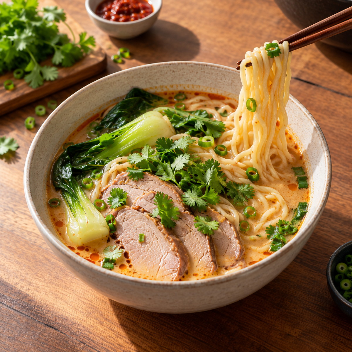 Soupe crémeuse au rôti de porc