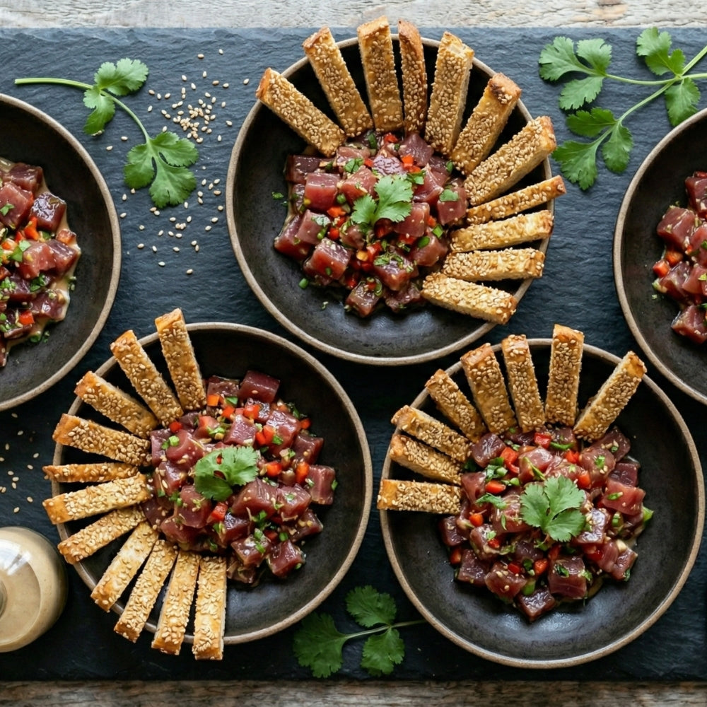 Tartare de thon et croustillants