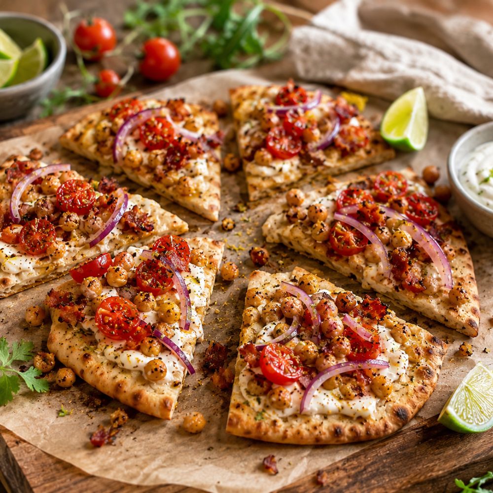 Tartine sur pain naan à l'indienne