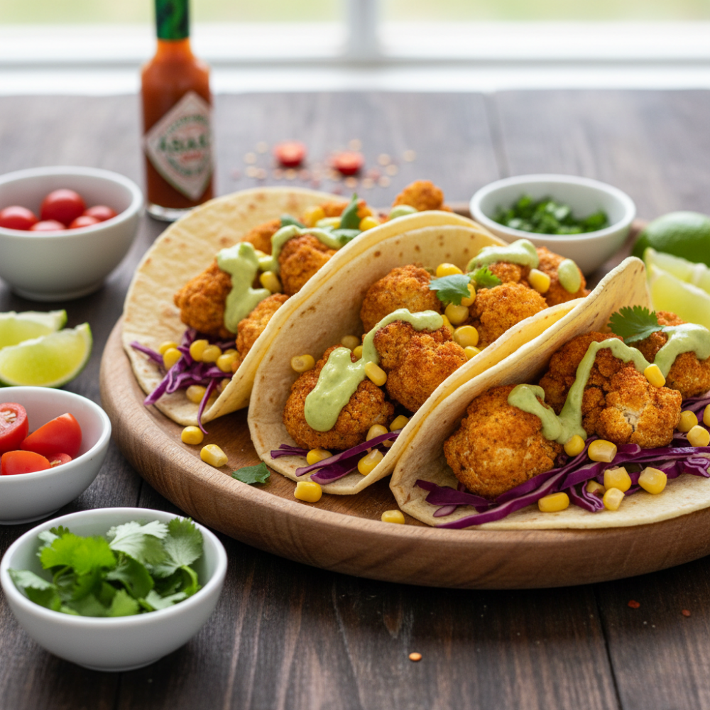 Tacos de chou fleur frit
