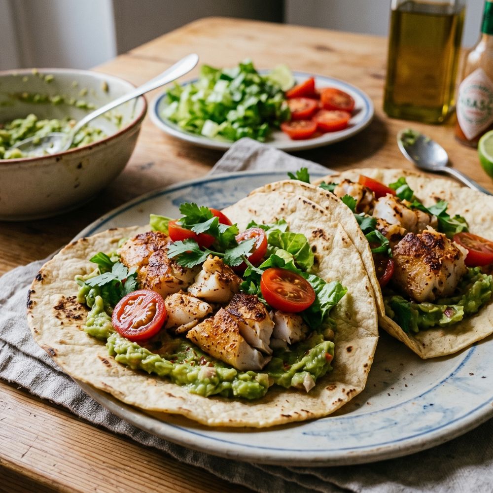 Tacos de poisson et guacamole