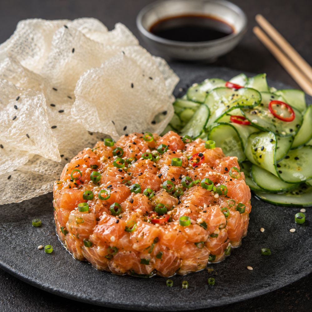 Tartare de saumon au gingembre et sauce ponzu