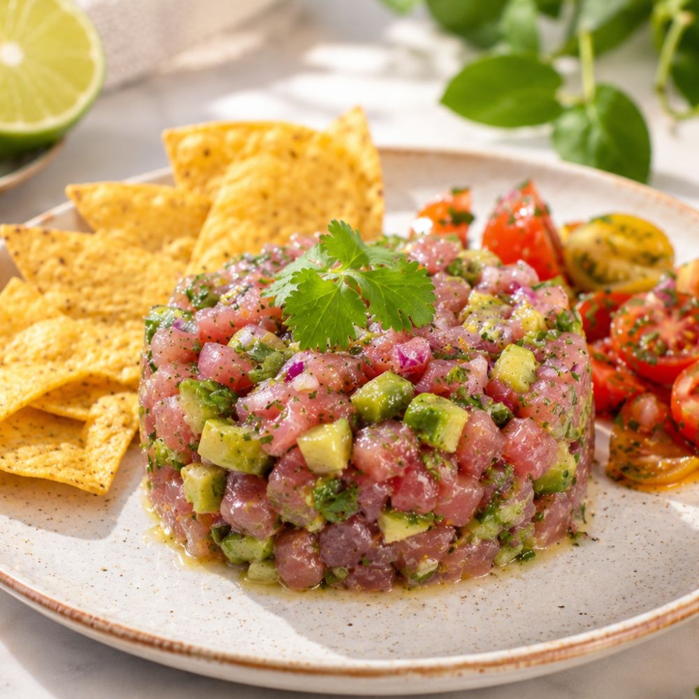 Tartare de thon à l'avocat et citron vert