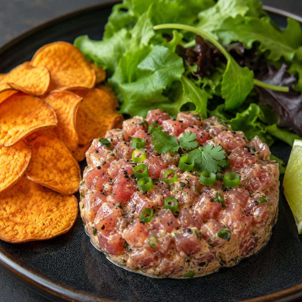 Tartare de thon épicé à la sauce sriracha