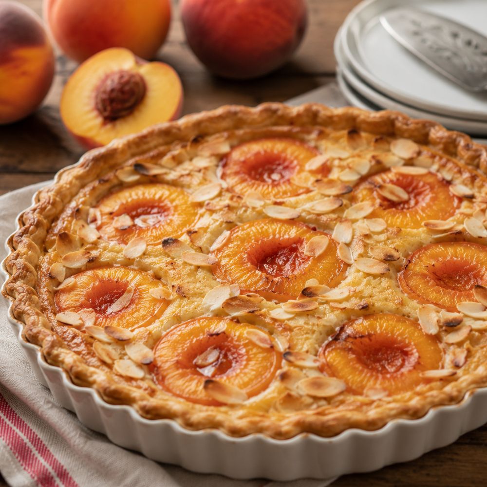 Tarte aux pêches et amandes