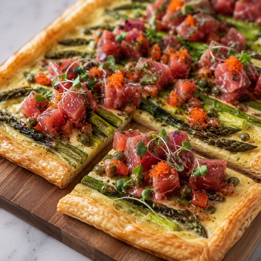 Tarte fine aux asperges et thon