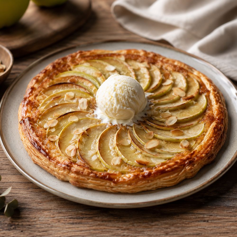 Tarte fine aux pommes et amandes