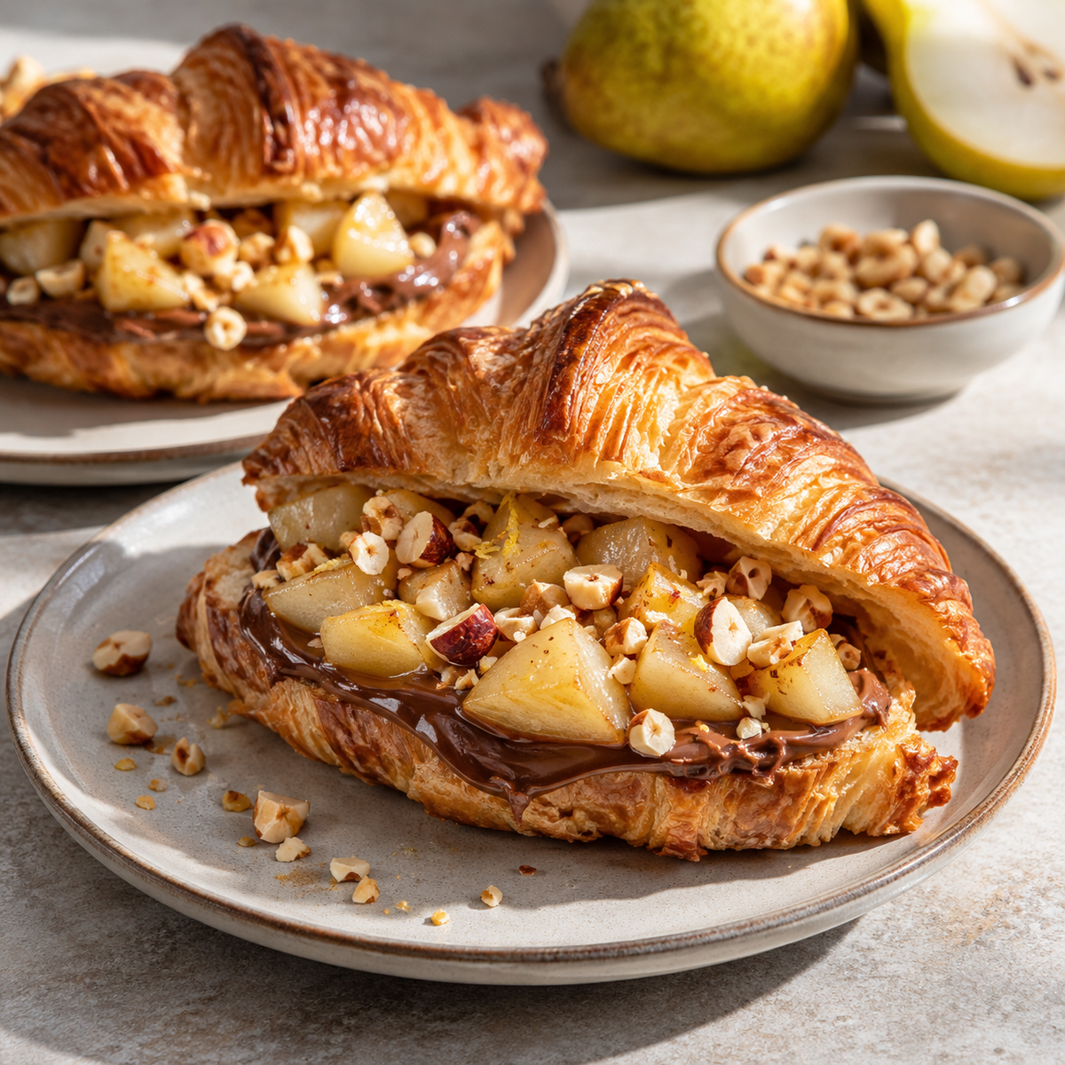 Tartine croissant poire et Nutella