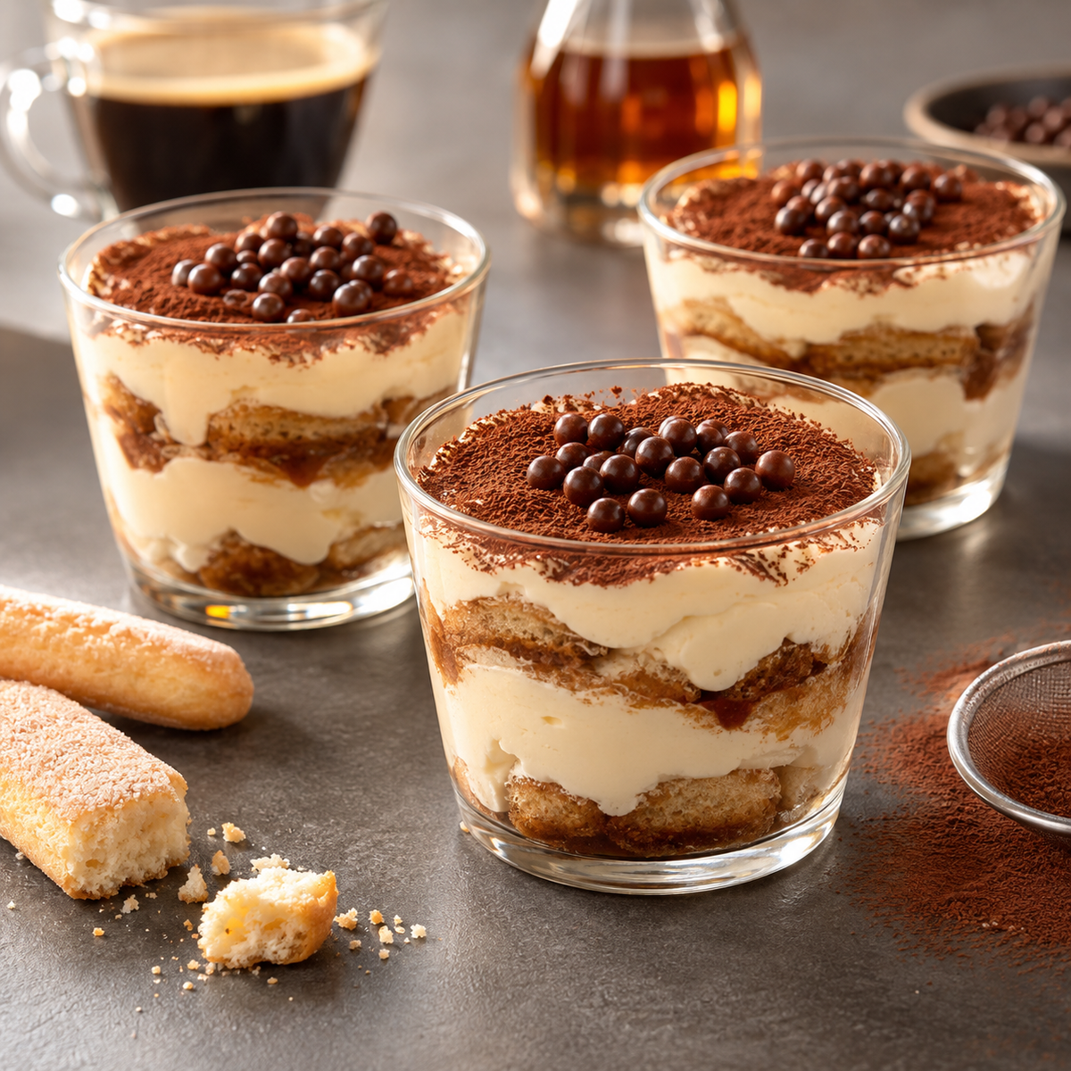 Tiramisu café amaretto en verrine